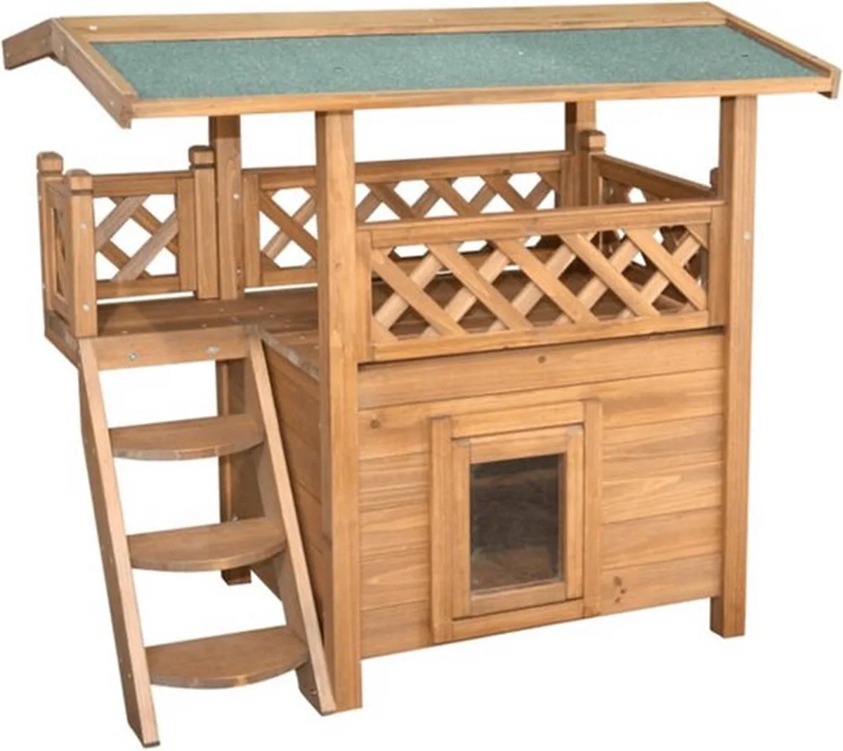 Kattenhuis Lodge - 77x50x73cm - Kattenhuis met 2 verdiepingen van Kerbl in Bruin – productfoto
