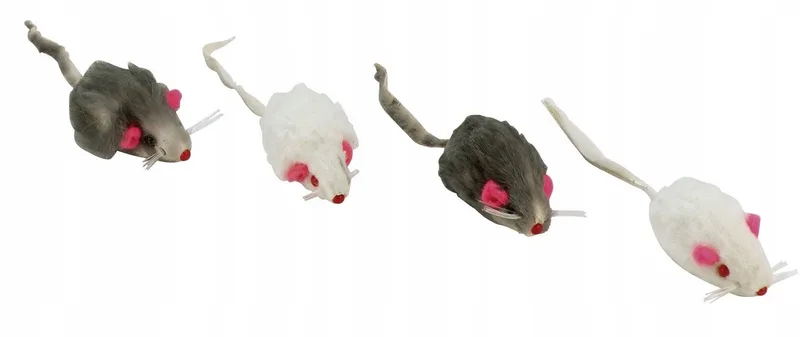 Kattenspeelgoed Vilt Muis 4 Stuks met Ramelaar Diverse Kleuren de Kerbl en Gris – photo produit