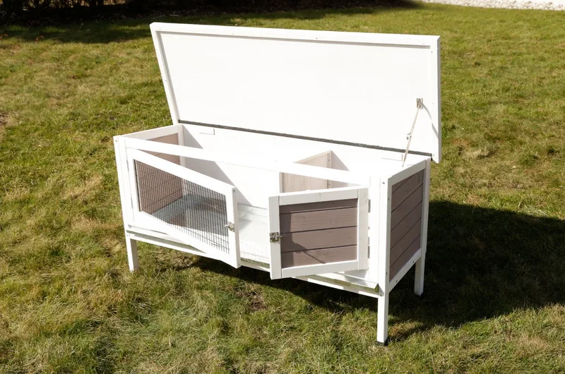 Konijnenhok - Freddy - 116x45x62 - cm - geglazuurd - hout de Kerbl en Blanc – photo produit 3 sur 5
