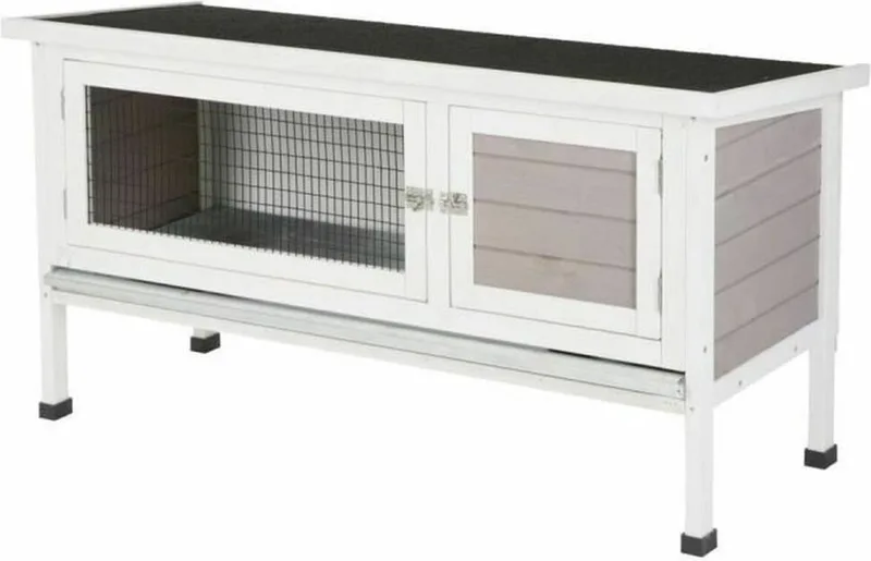 Konijnenhok - Freddy - 116x45x62 - cm - geglazuurd - hout de Kerbl en Blanc – photo produit 1 sur 5