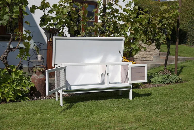 Konijnenhok - Freddy - 116x45x62 - cm - geglazuurd - hout de Kerbl en Blanc – photo produit 5 sur 5