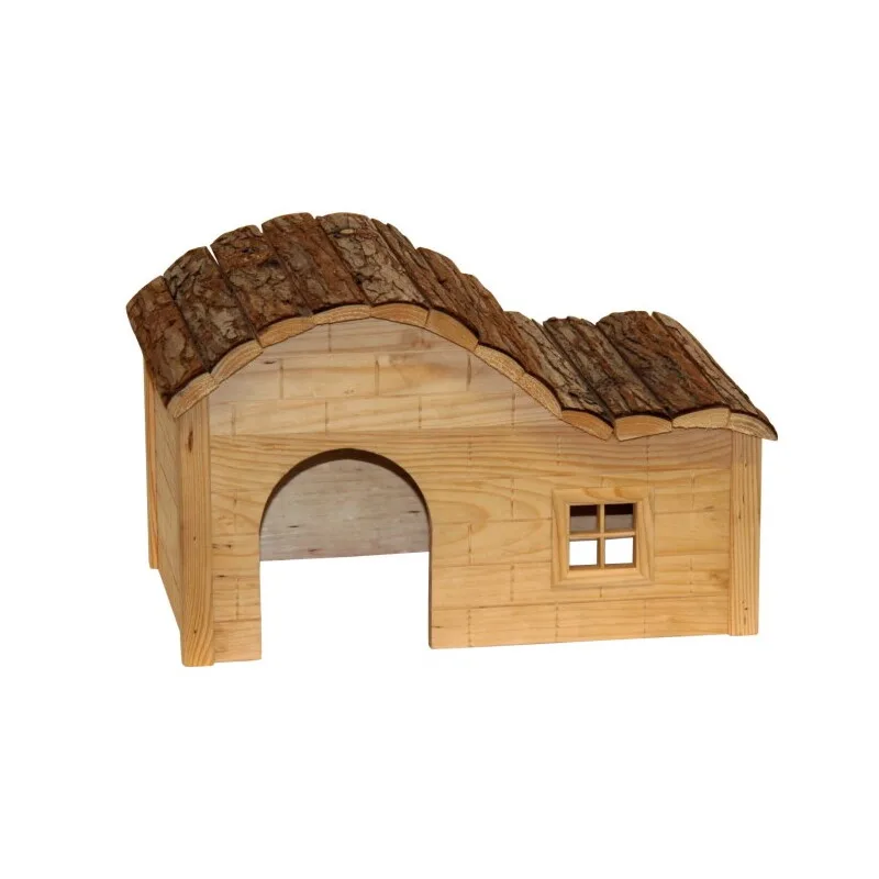 Houten Konijnenhuis met Golvend Dak - 30x20x19cm van Kerbl in Regular – productfoto
