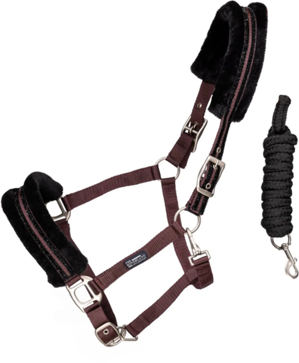 Blanca - Halsterset - met nep bont - Pony by Kingsland in Purple Flint – product photo