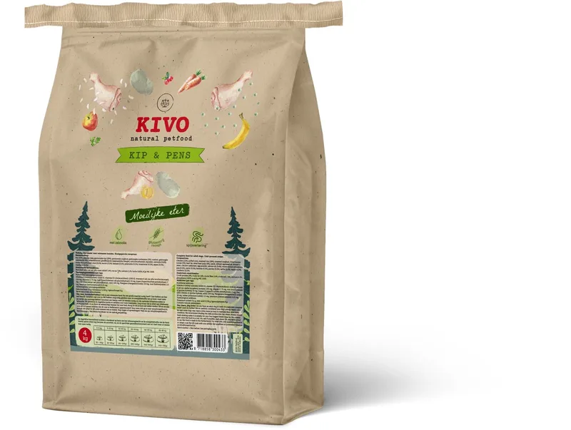 Hondenbrokken Kip & Pens - Moeilijke eter - 4 kg Koudgeperst - Glutenvrij van Kivo Petfood – productfoto