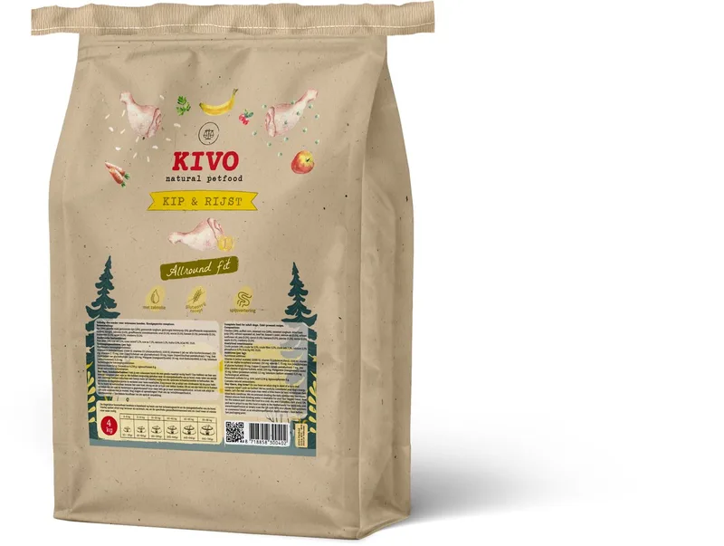 Hondenbrokken Kip & Rijst - Allround fit - 4 kg Koudgeperst - Glutenvrij by Kivo Petfood – product photo