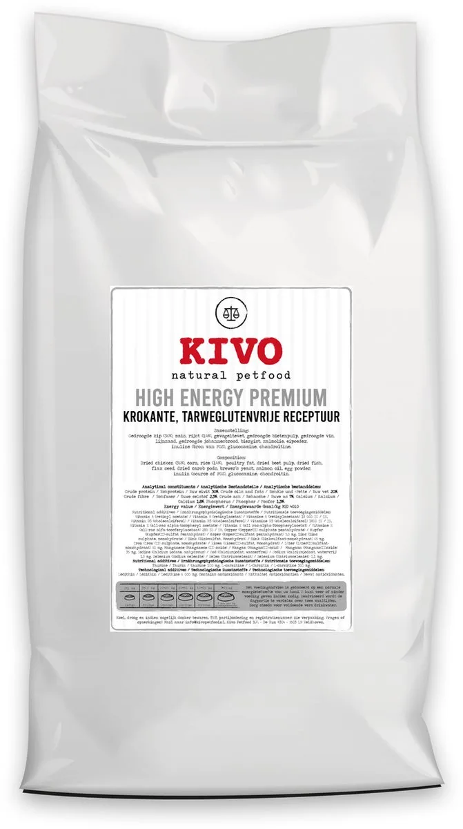 Hondenbrokken Krokant High Energy Premium 15 kg - Tarweglutenvrij by Kivo Petfood – product photo