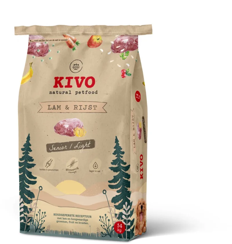 Hondenbrokken Lam & Rijst - Senior/Light - 14 kg Koudgeperst - Glutenvrij by Kivo Petfood – product photo