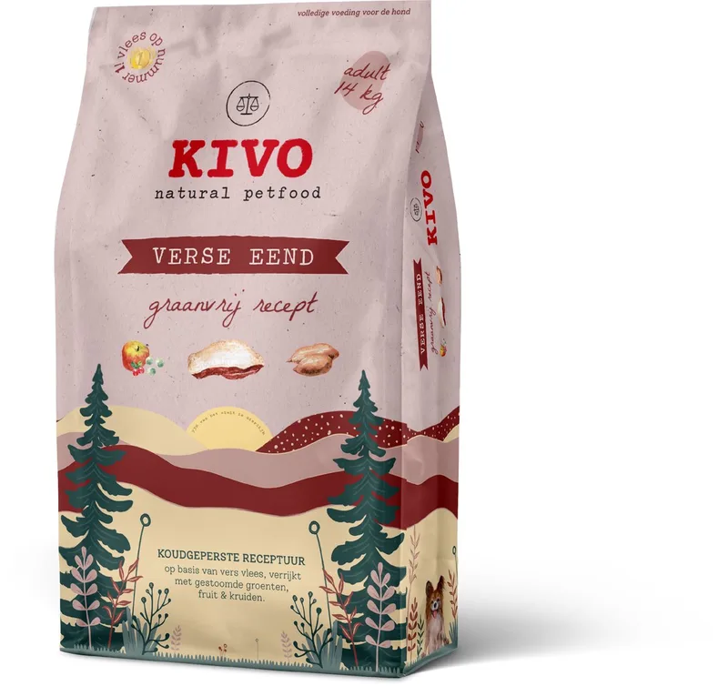 Hondenbrokken Verse Eend - 14 kg - Koudgeperst - Graanvrij de Kivo Petfood – photo produit