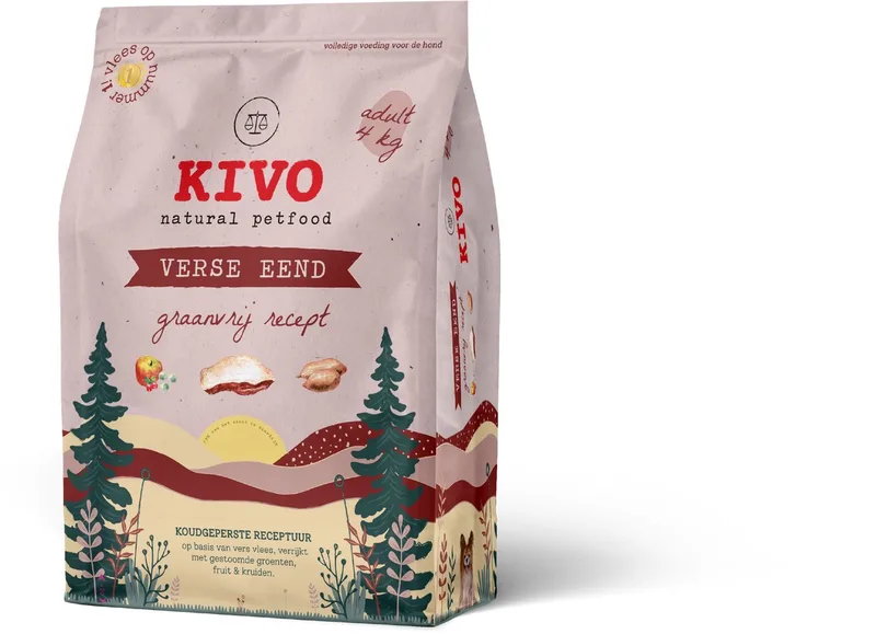 Hondenbrokken Verse Eend - 4 kg - Koudgeperst - Graanvrij by Kivo Petfood – product photo