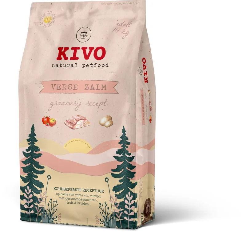 Hondenbrokken Verse Zalm - 14 kg - Koudgeperst - Graanvrij by Kivo Petfood – product photo