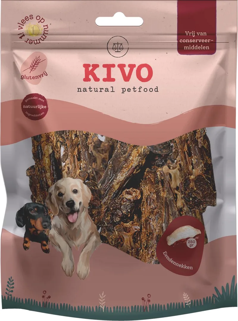 Hondensnack Eendennekken 250 gram - Graanvrij en Glutenvrij de Kivo Petfood – photo produit