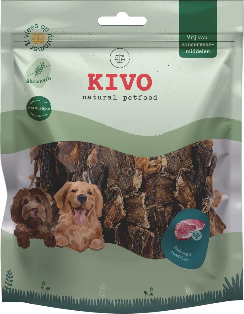 Hondensnack Gedroogd Rundvlees 300 gram - Graanvrij en Glutenvrij by Kivo Petfood – product photo