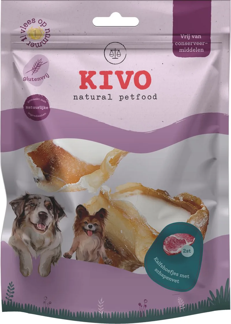 Hondensnack Kalfshoefjes met Schapenvet 2 zakken verpakt per 2 stuks - Graanvrij en Glutenvrij by Kivo Petfood – product photo