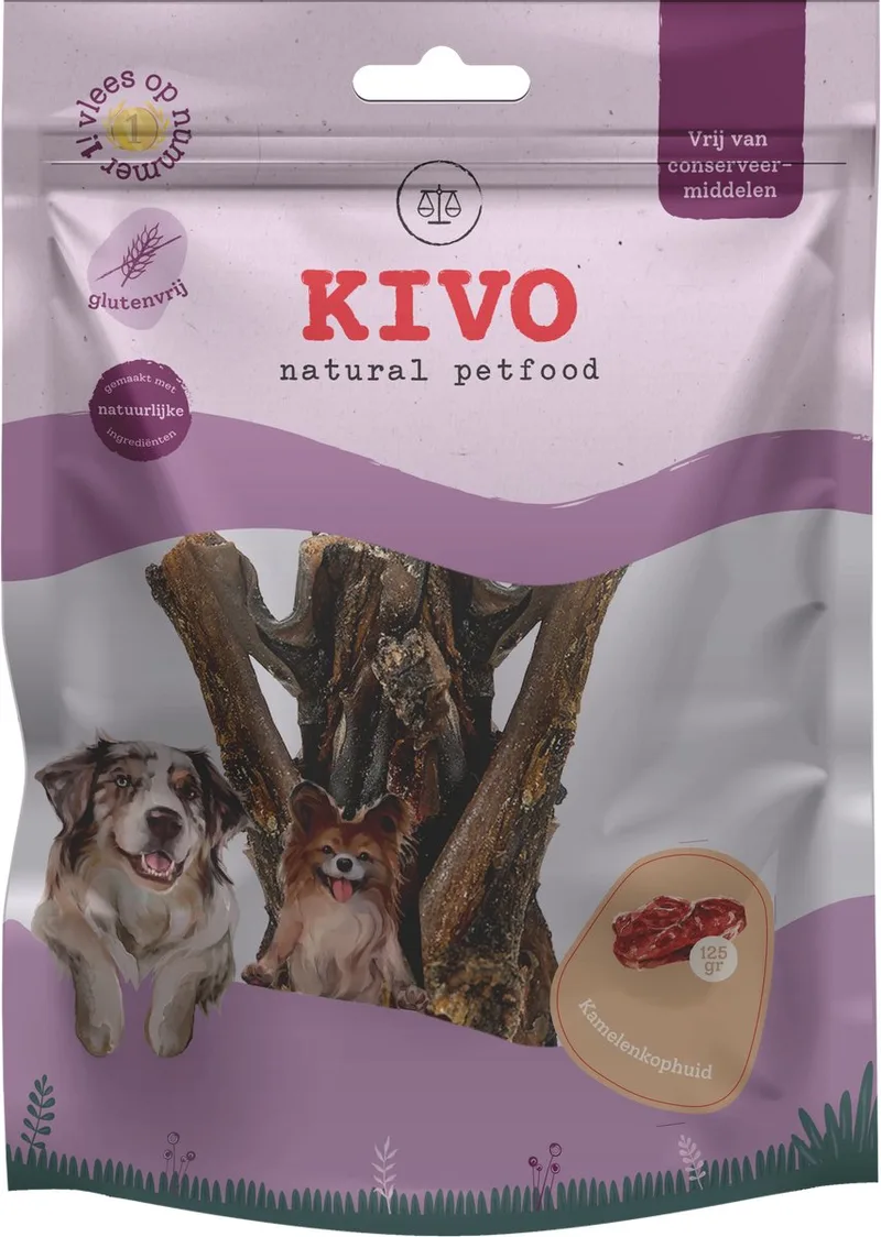 Hondensnack Kamelenkophuid 2 zakken x 125 gram - Graanvrij en Glutenvrij by Kivo Petfood – product photo