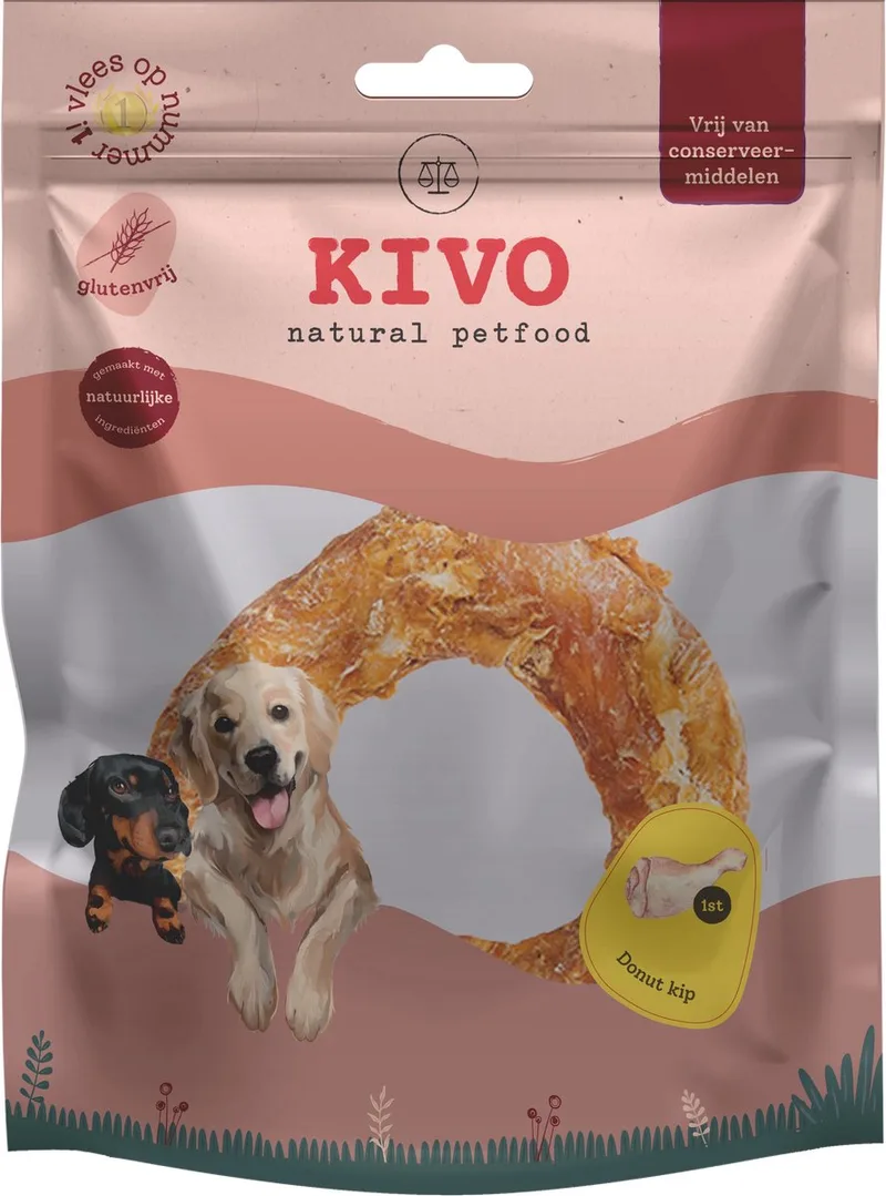 Hondensnack Kipdonut 2 stuks verpakt per stuk - Graanvrij en Glutenvrij de Kivo Petfood – photo produit