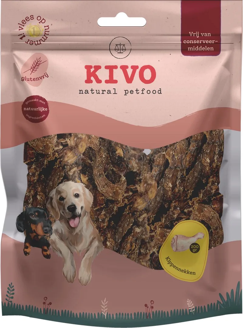 Hondensnack Kippennekken 2 zakken x 200 gram - Graanvrij en Glutenvrij by Kivo Petfood – product photo