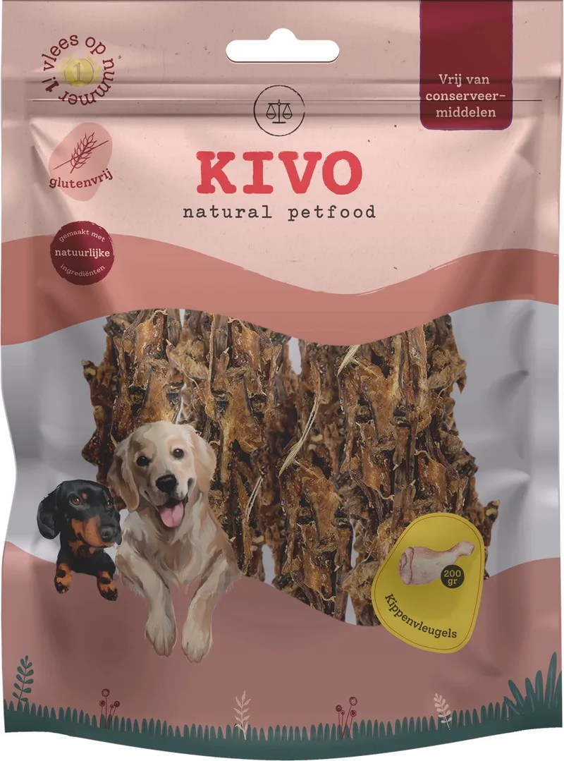 Hondensnack Kippenvleugels 2 zakken x 200 gram - Graanvrij en Glutenvrij by Kivo Petfood – product photo