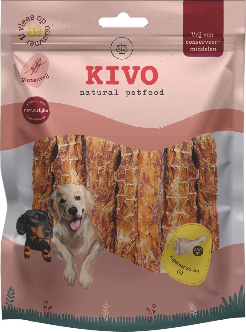 Hondensnack Kipstaaf 20 cm 300 gram - Graanvrij en Glutenvrij by Kivo Petfood – product photo
