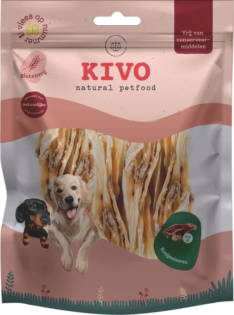 Hondensnack Konijnen oren 100 gram - Graanvrij by Kivo Petfood – product photo