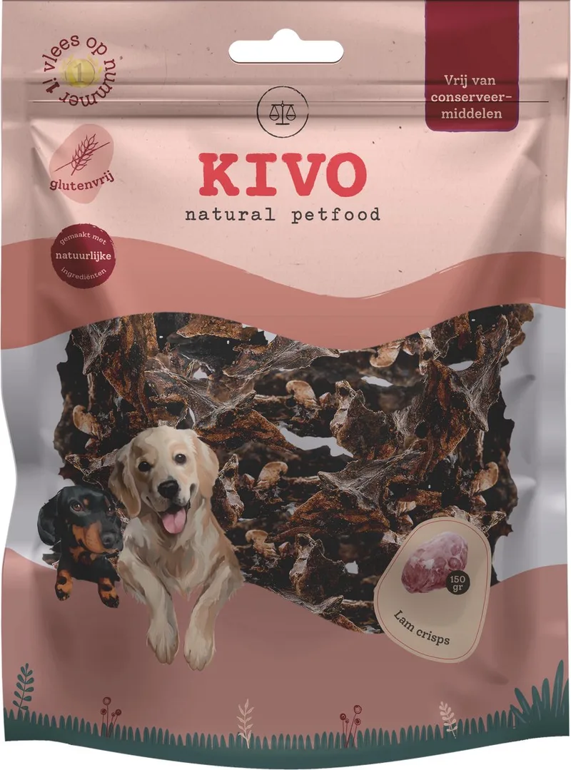 Hondensnack Lam Crisps 2 zakken x 150 gram - Graanvrij en Glutenvrij by Kivo Petfood – product photo
