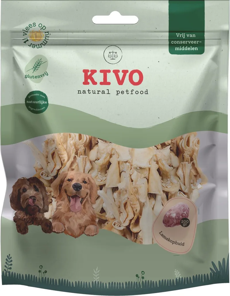 Hondensnack Lamskophuid 2 zakken x 200 gram - Graanvrij en Glutenvrij by Kivo Petfood – product photo