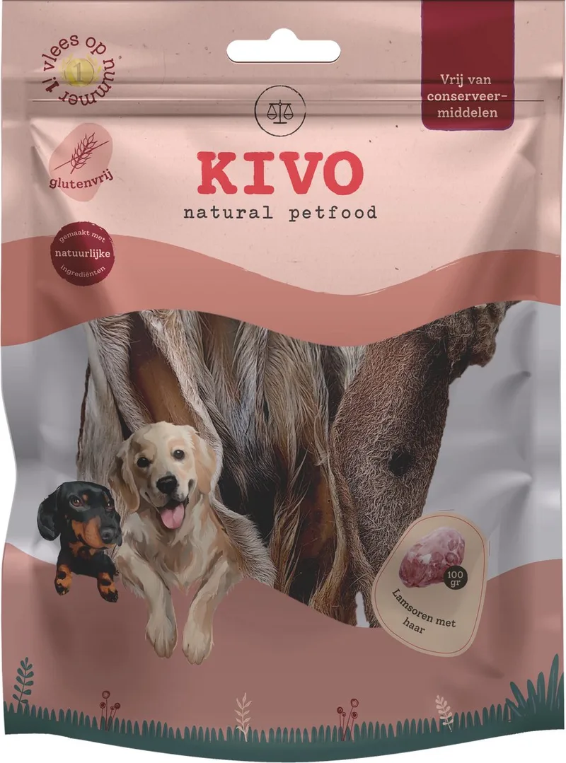 Hondensnack Lamsoren met haar 2 zakken x 100 gram - Graanvrij en Glutenvrij by Kivo Petfood – product photo