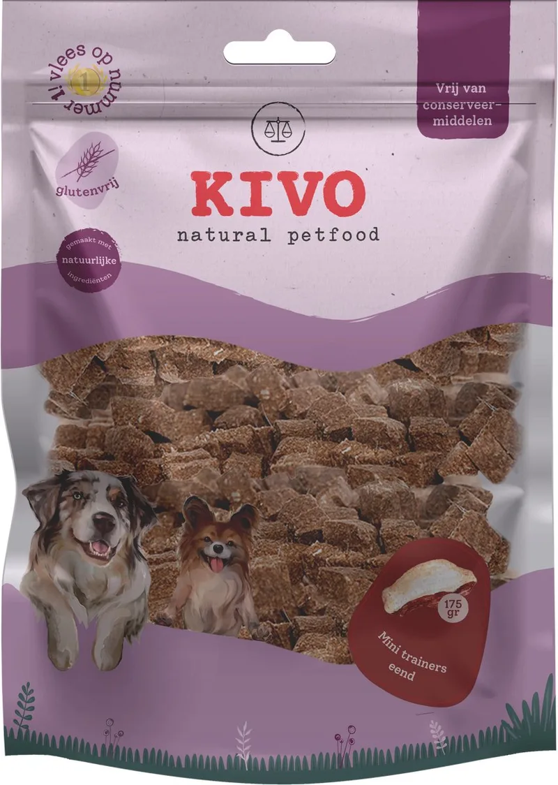 Hondensnack Mini Trainer Eend 2 zakken x 175 gram - Graanvrij en Glutenvrij von Kivo Petfood – Produktfoto