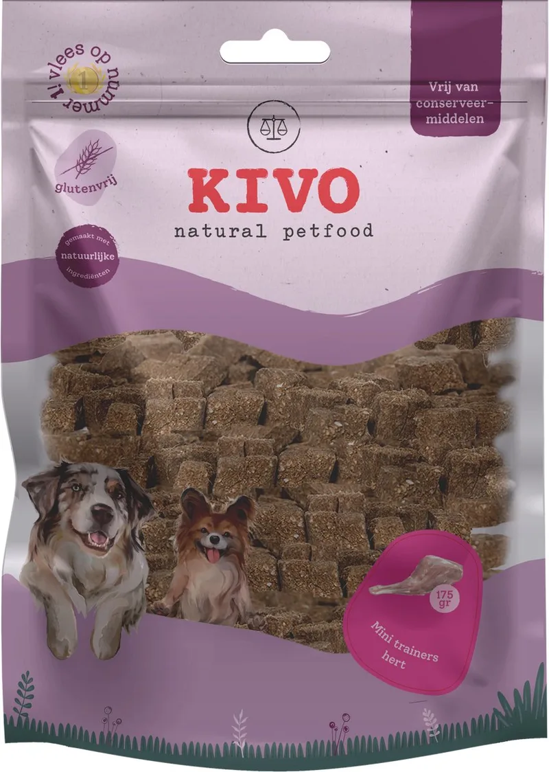 Hondensnack Mini Trainer Hert 2 zakken x 175 gram - Graanvrij en Glutenvrij von Kivo Petfood – Produktfoto