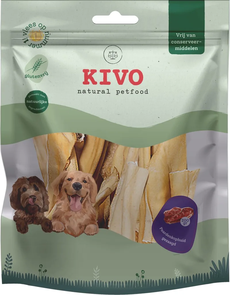 Hondensnack Paardenkophuid gezaagd 200 gram - Graanvrij en Glutenvrij by Kivo Petfood – product photo