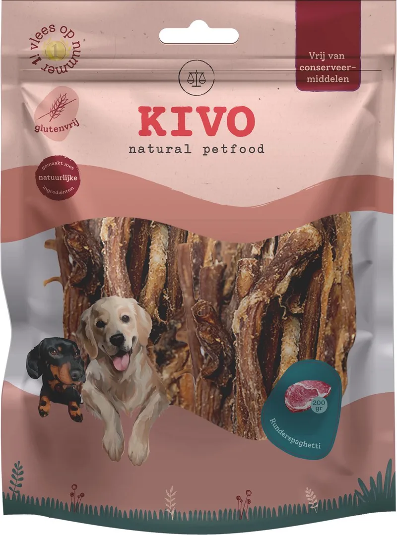 Hondensnack Runder Spaghetti 2 zakken x 200 gram - Graanvrij en Glutenvrij by Kivo Petfood – product photo