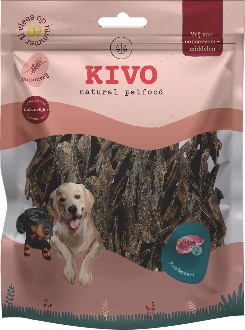 Hondensnack Runderhart 250 gram - Graan en Glutenvrij by Kivo Petfood – product photo