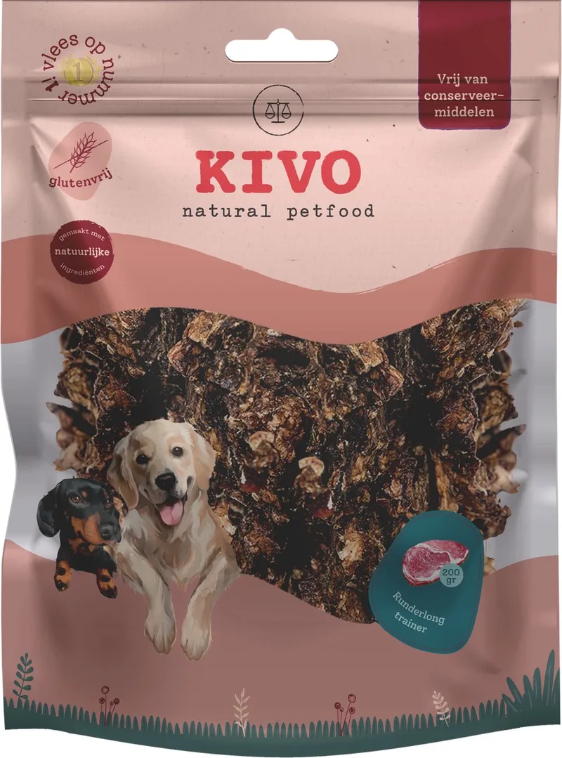 Hondensnack Runderlong Trainer 2 zakken x 200 gram - Graanvrij en Glutenvrij by Kivo Petfood – product photo