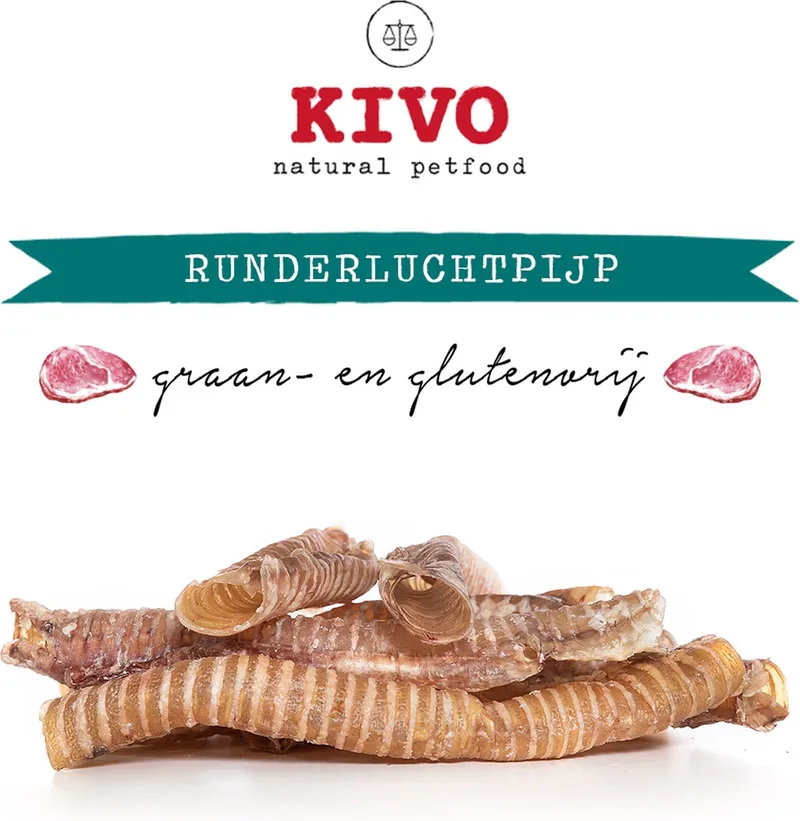Hondensnack Runderluchtpijp per 1000 gram - Graanvrij en Glutenvrij van Kivo Petfood – productfoto