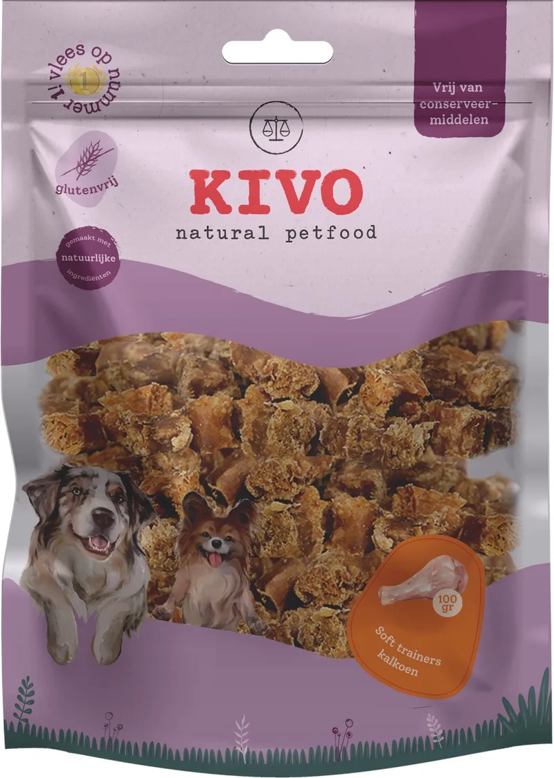 Hondensnack Soft Trainers Kalkoen 2 zakken x 100 gram - Graanvrij en Glutenvrij by Kivo Petfood – product photo