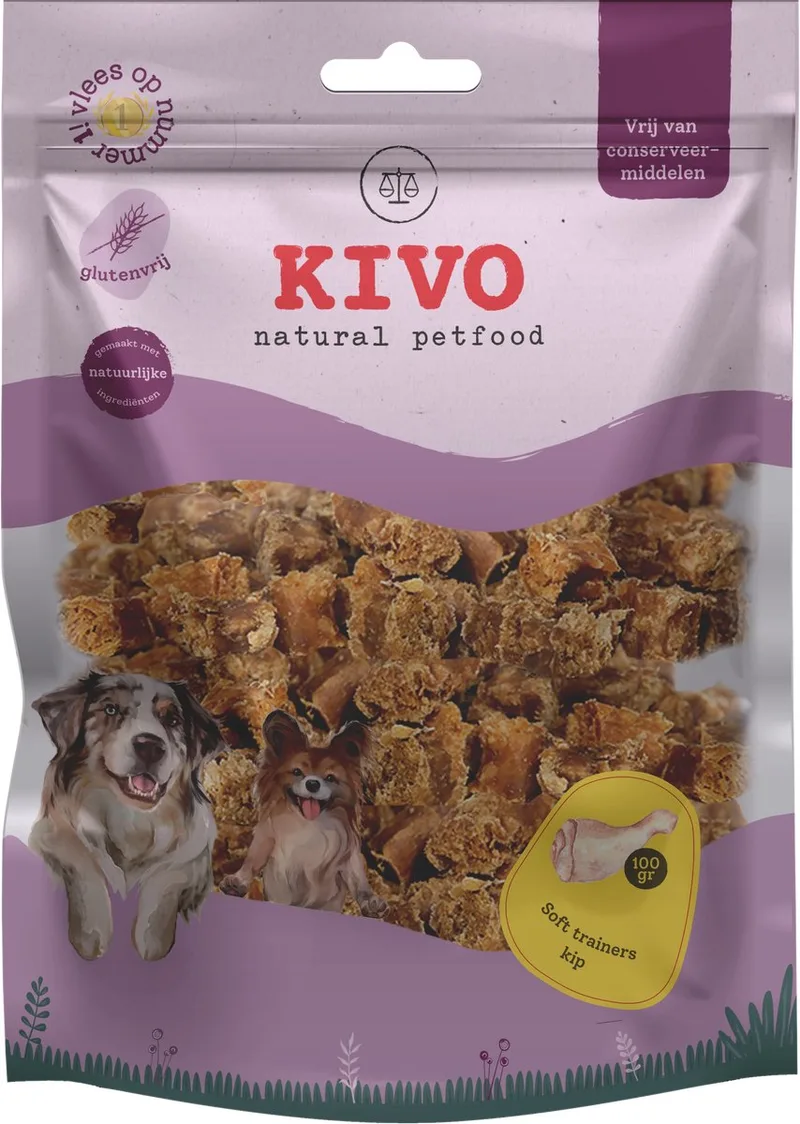 Hondensnack Soft Trainers Kip 2 zakken x 100 gram - Graanvrij en Glutenvrij de Kivo Petfood – photo produit