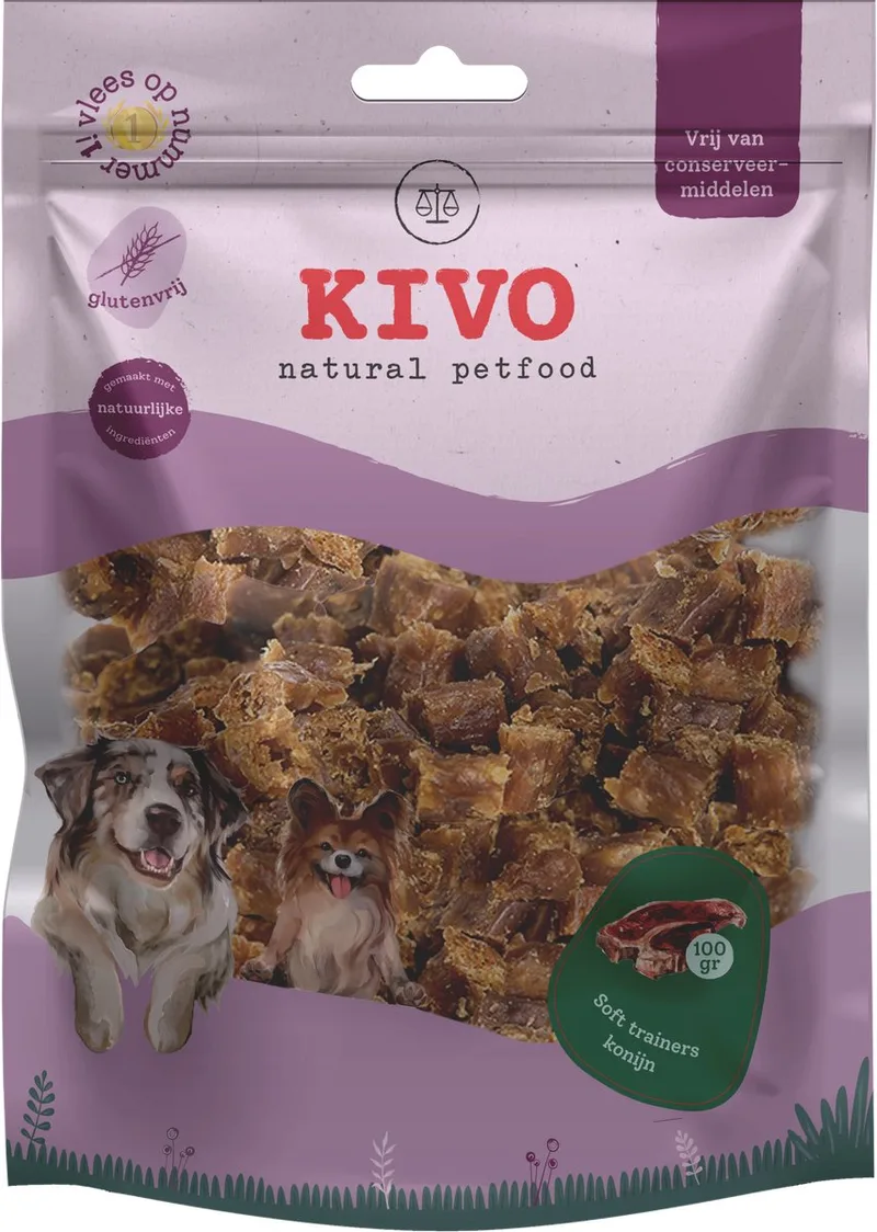 Hondensnack Soft Trainers Konijn 2 zakken x 100 gram - Graanvrij en Glutenvrij by Kivo Petfood – product photo