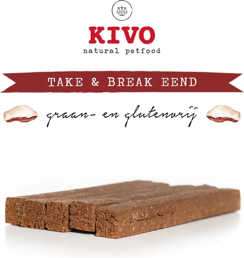 Hondensnack Take & Break Eend 16 stuks - Kauwstaaf zonder granen of gluten. by Kivo Petfood – product photo