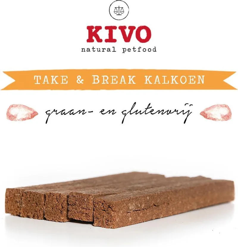 Hondensnack Take & Break Kalkoen 16 stuks - Kauwstaaf zonder granen of gluten. by Kivo Petfood – product photo