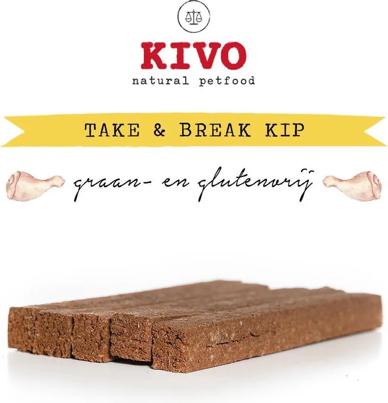 Hondensnack Take & Break Kip 16 stuks - Kauwstaaf zonder granen of gluten. by Kivo Petfood – product photo