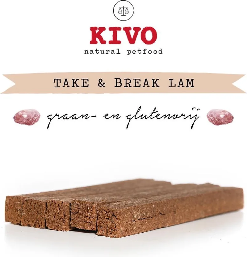 Hondensnack Take & Break Lam 16 stuks - Kauwstaaf zonder granen of gluten. by Kivo Petfood – product photo