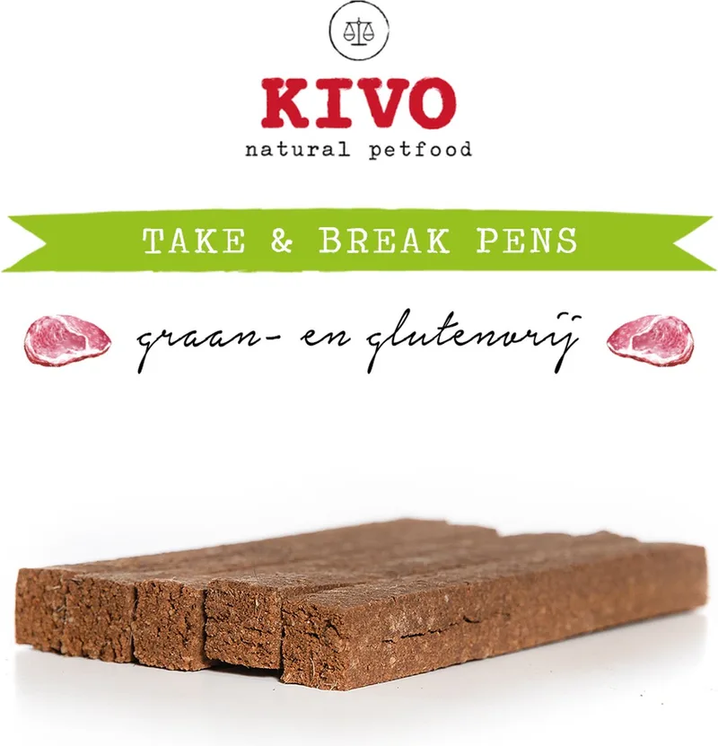 Hondensnack Take & Break Pens 16 stuks - Kauwstaaf zonder granen of gluten. by Kivo Petfood – product photo