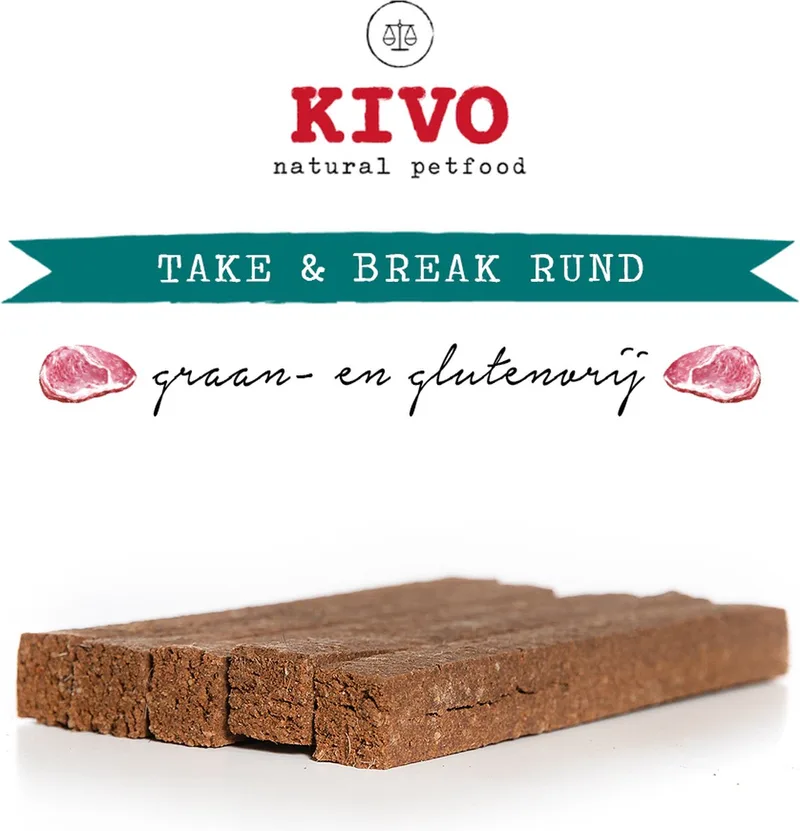 Hondensnack Take & Break Rund 16 stuks - Kauwstaaf zonder granen of gluten. van Kivo Petfood – productfoto