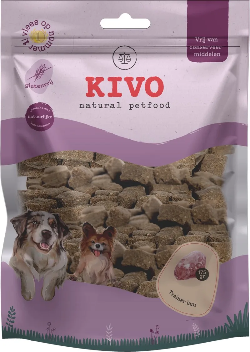Hondensnack Trainer Lam 2 zakken x 175 gram - Graanvrij en Glutenvrij de Kivo Petfood – photo produit