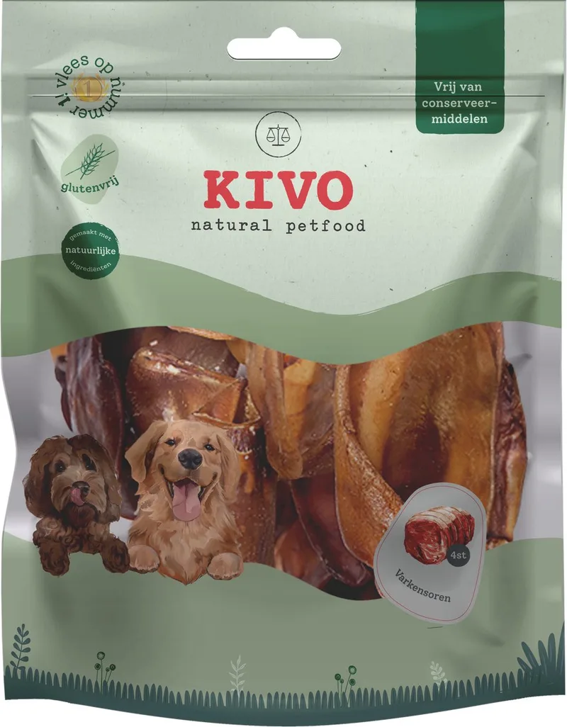 Hondensnack Varkensoren 4 stuks - Graanvrij en Glutenvrij by Kivo Petfood – product photo