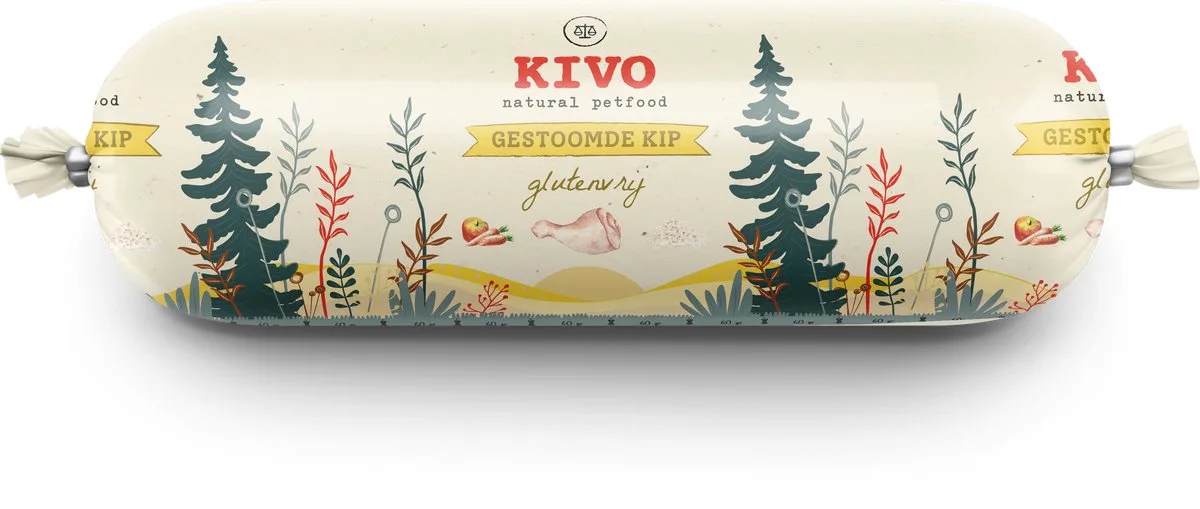 Houdbare Worst 12 x 600 gram Kip - Zacht gestoomd vlees - Glutenvrij zonder andere fratsen von Kivo Petfood – Produktfoto