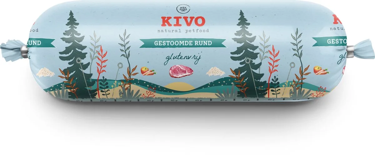 Houdbare Worst 12 x 600 gram Rund- Zacht gestoomd vlees - Glutenvrij zonder andere fratsen von Kivo Petfood – Produktfoto
