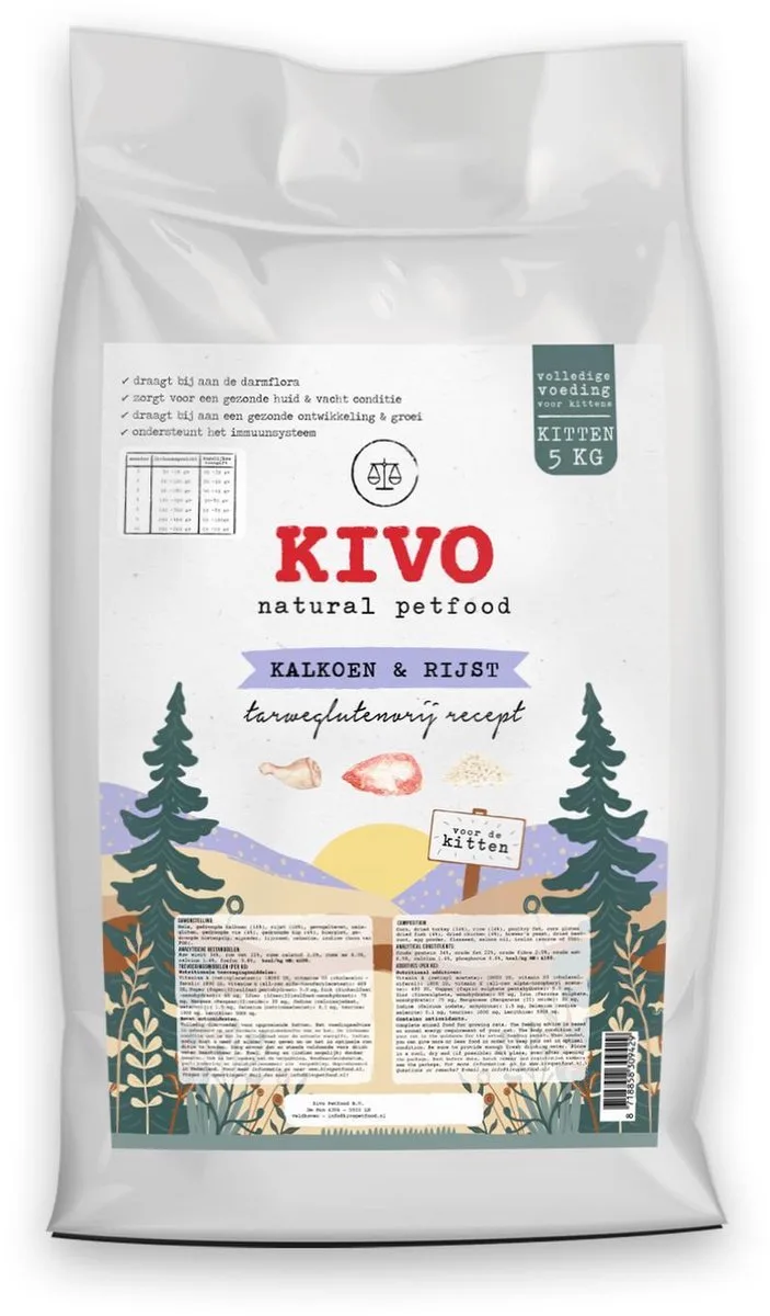 Kittenbrok Kalkoen & Rijst 5 kg - Tarweglutenvrij från Kivo Petfood – produktbild