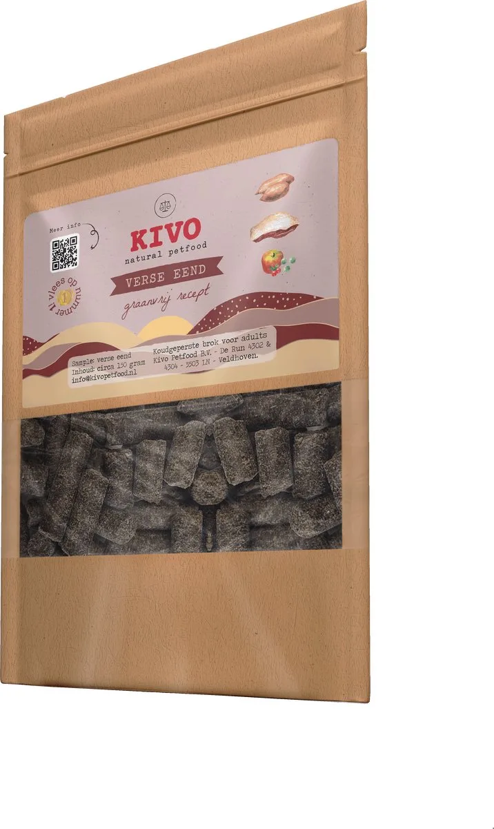 PROEFZAKJE Hondenbrokken Verse Eend 300 gr - Koudgeperst - Graanvrij by Kivo Petfood – product photo