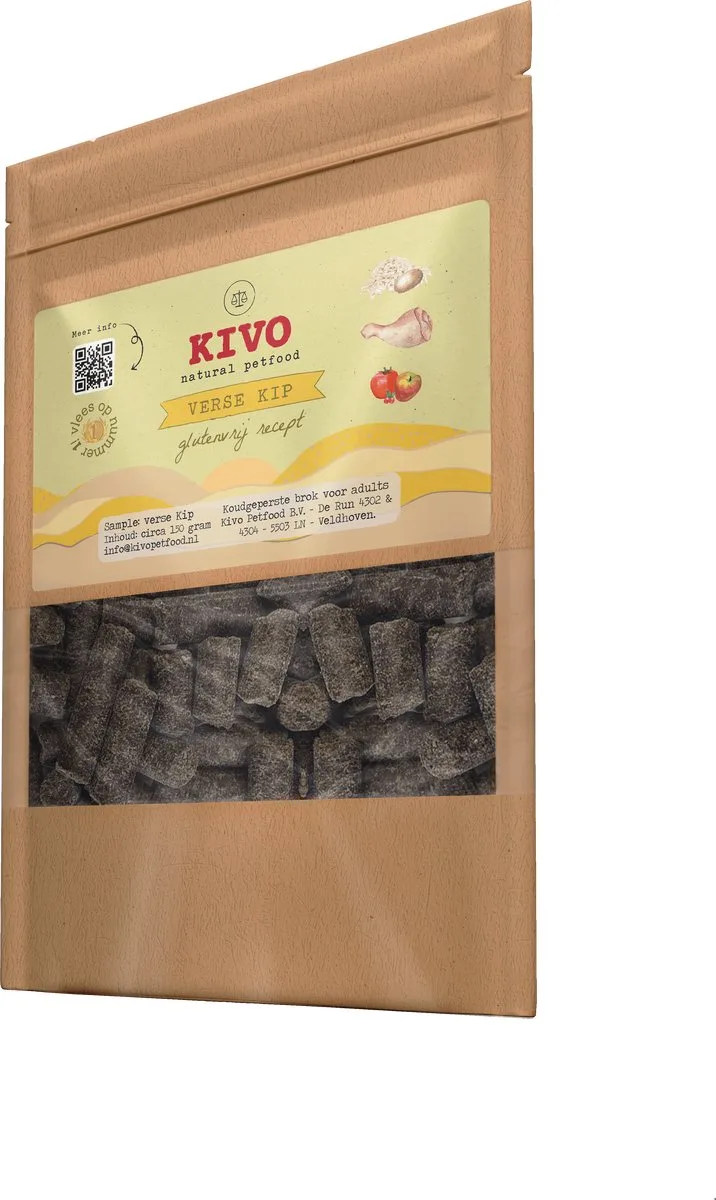 PROEFZAKJE Hondenbrokken Verse Kip 300 gr - Koudgeperst - Glutenvrij van Kivo Petfood – productfoto