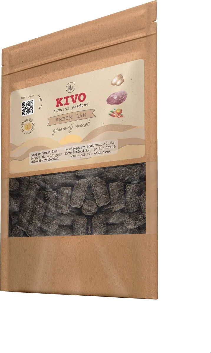 PROEFZAKJE Hondenbrokken Verse Lam 300 gram - Koudgeperst - Graanvrij by Kivo Petfood – product photo